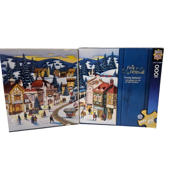 MasterPieces Folk Festival Jigsaw Puzzle 1000 Piece‎ Winter Village Scene - Picture 1 of 13